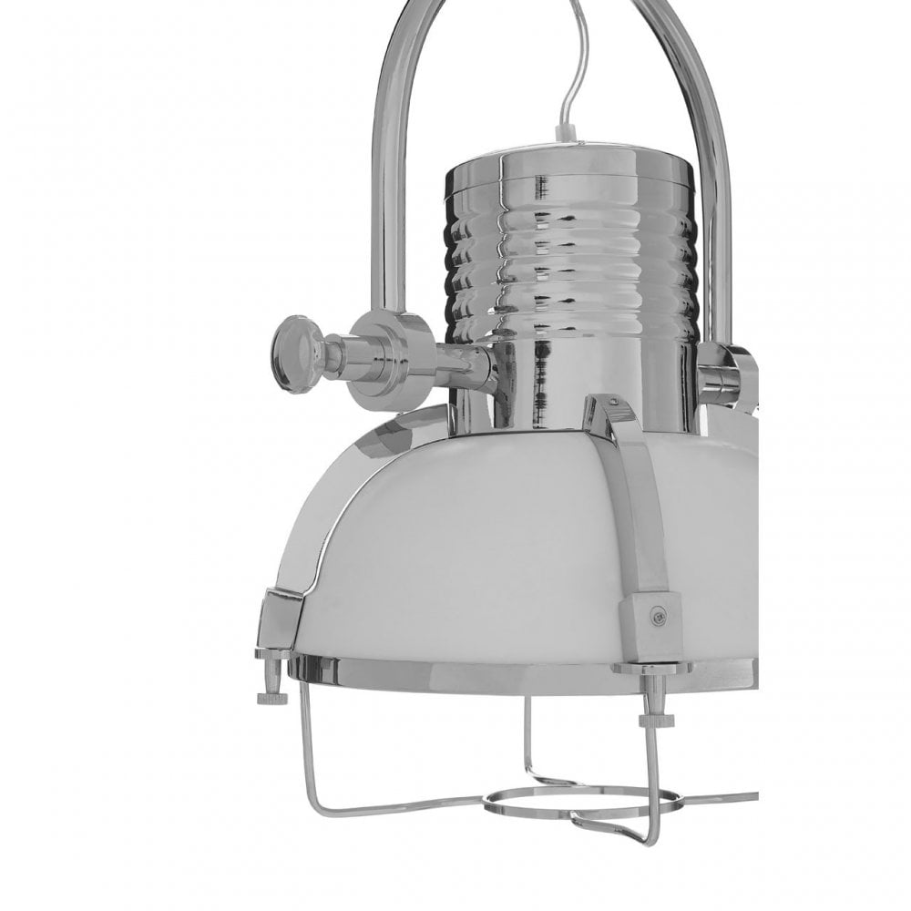 Sprocket Pendant Light, Metal, Silver