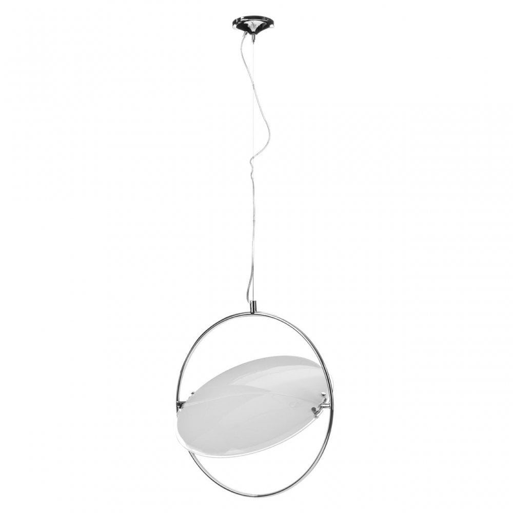 Lunar Pendant Light, Chrome, Glass, White