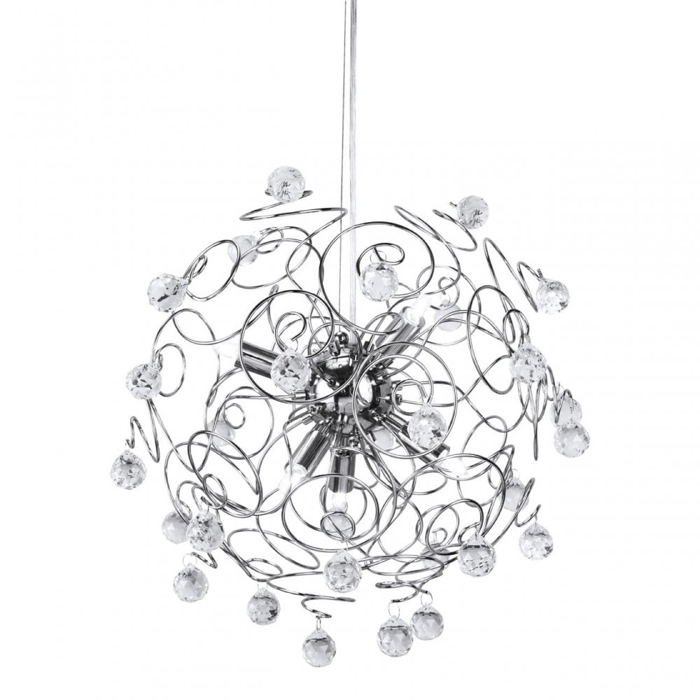 Pendant Light, Chrome, Glass, Silver