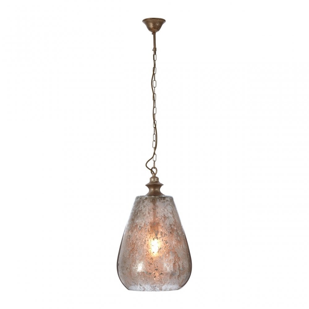 Terina Large Pendant Light, Iron, Mirrored Glass, Silver