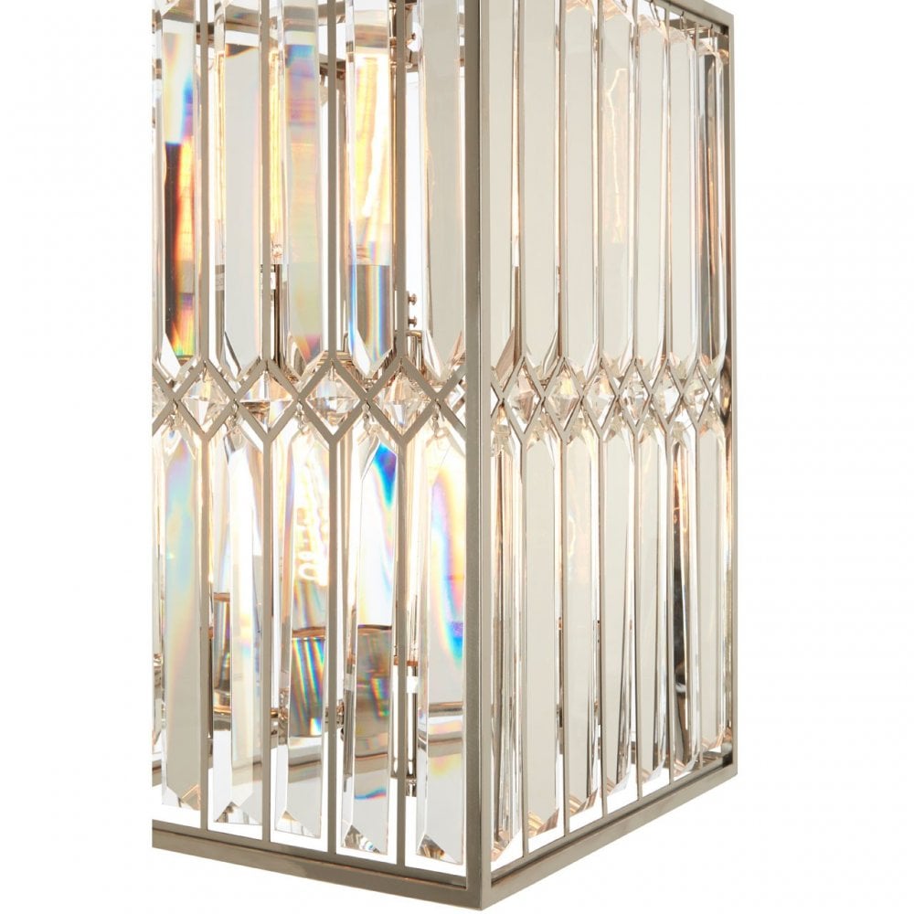 Marentina Cylindrical Chandelier, Crystal, Stainless Steel, Silver