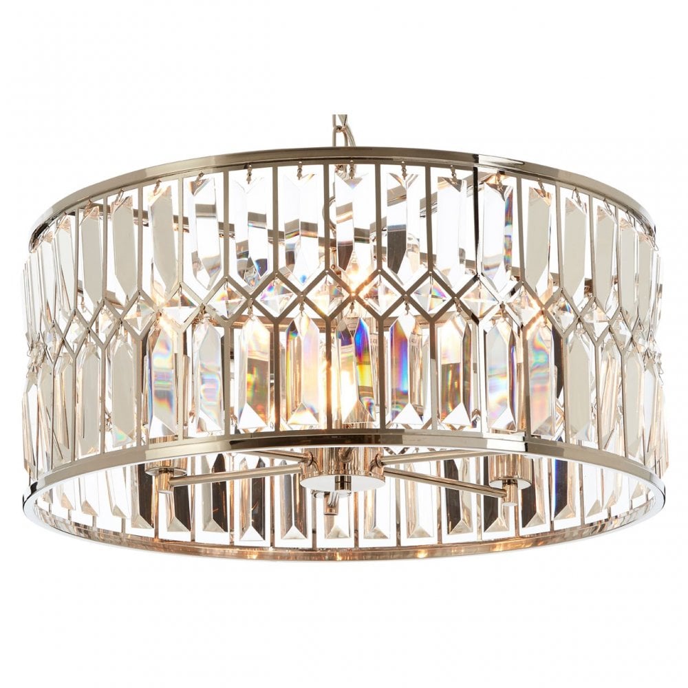 Marentina Round Chandelier, Crystal, Stainless Steel, Silver