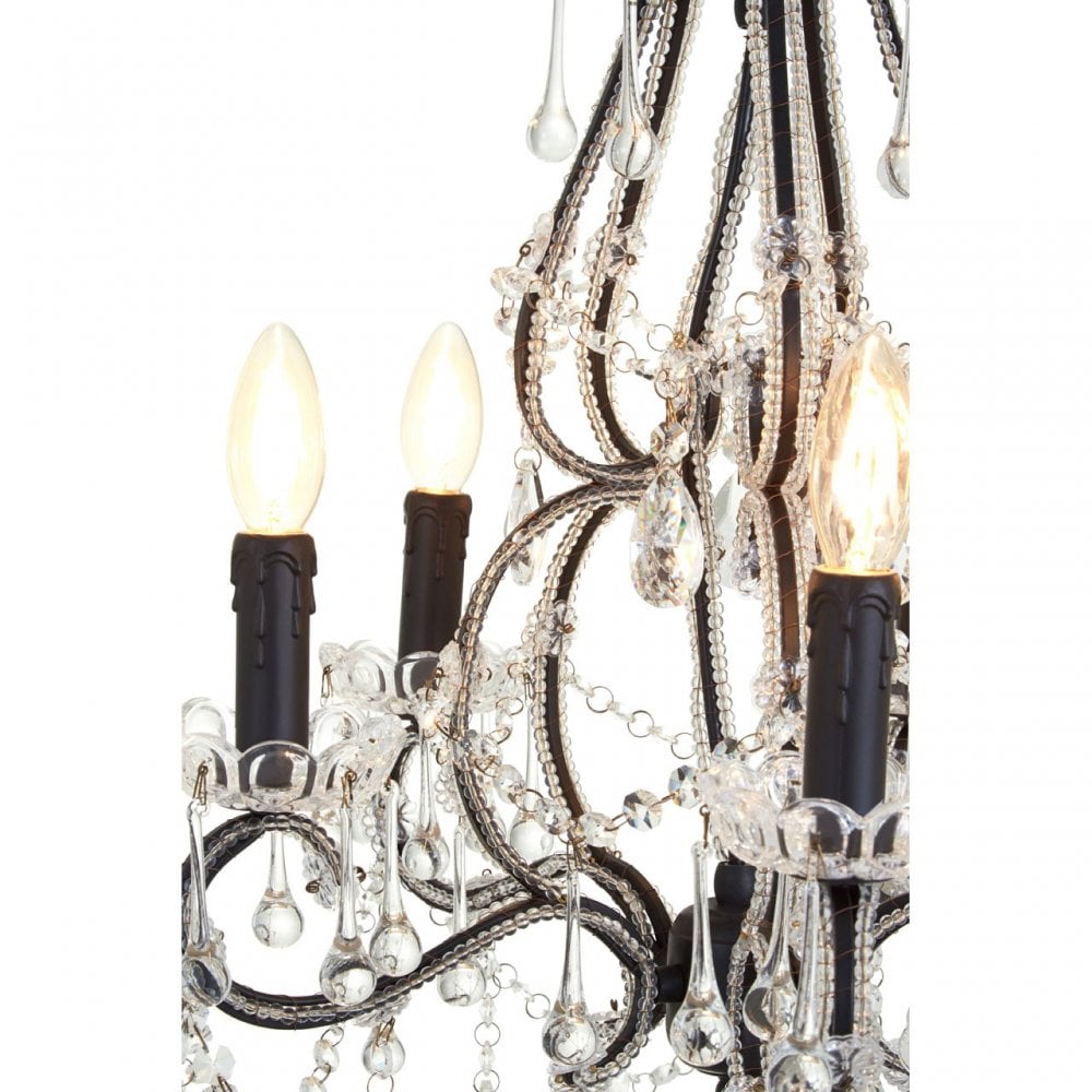 Tuskin Chandelier, Iron, K9 Crystal, Black