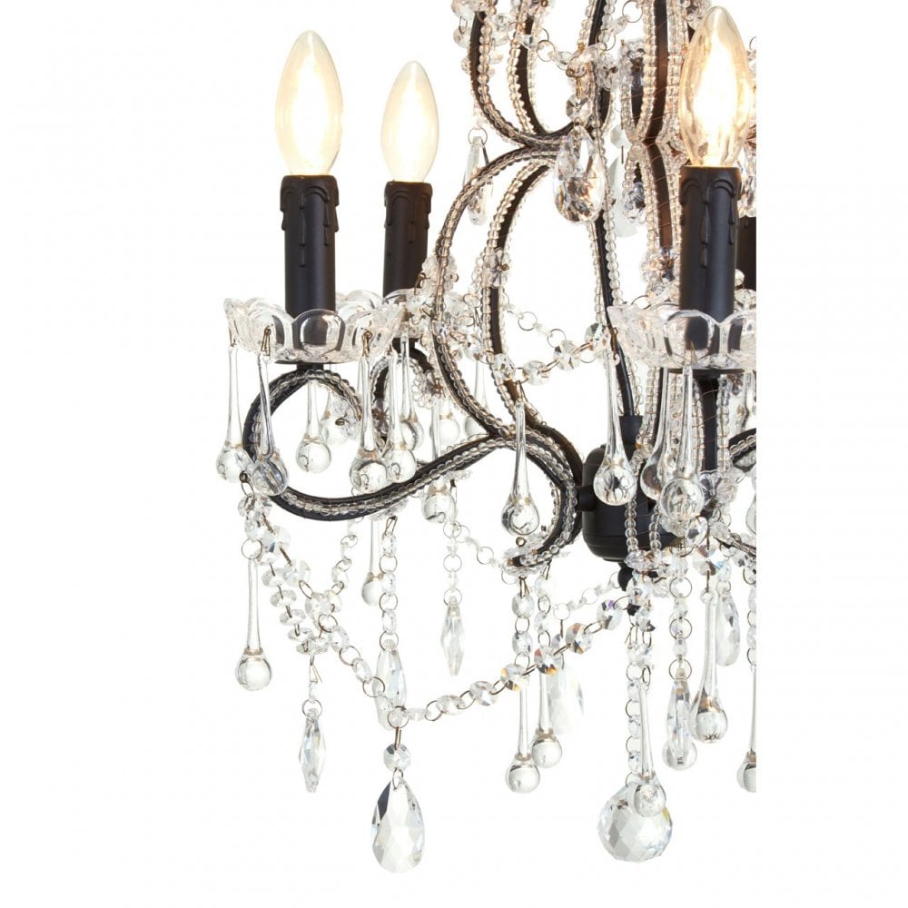 Tuskin Chandelier, Iron, K9 Crystal, Black