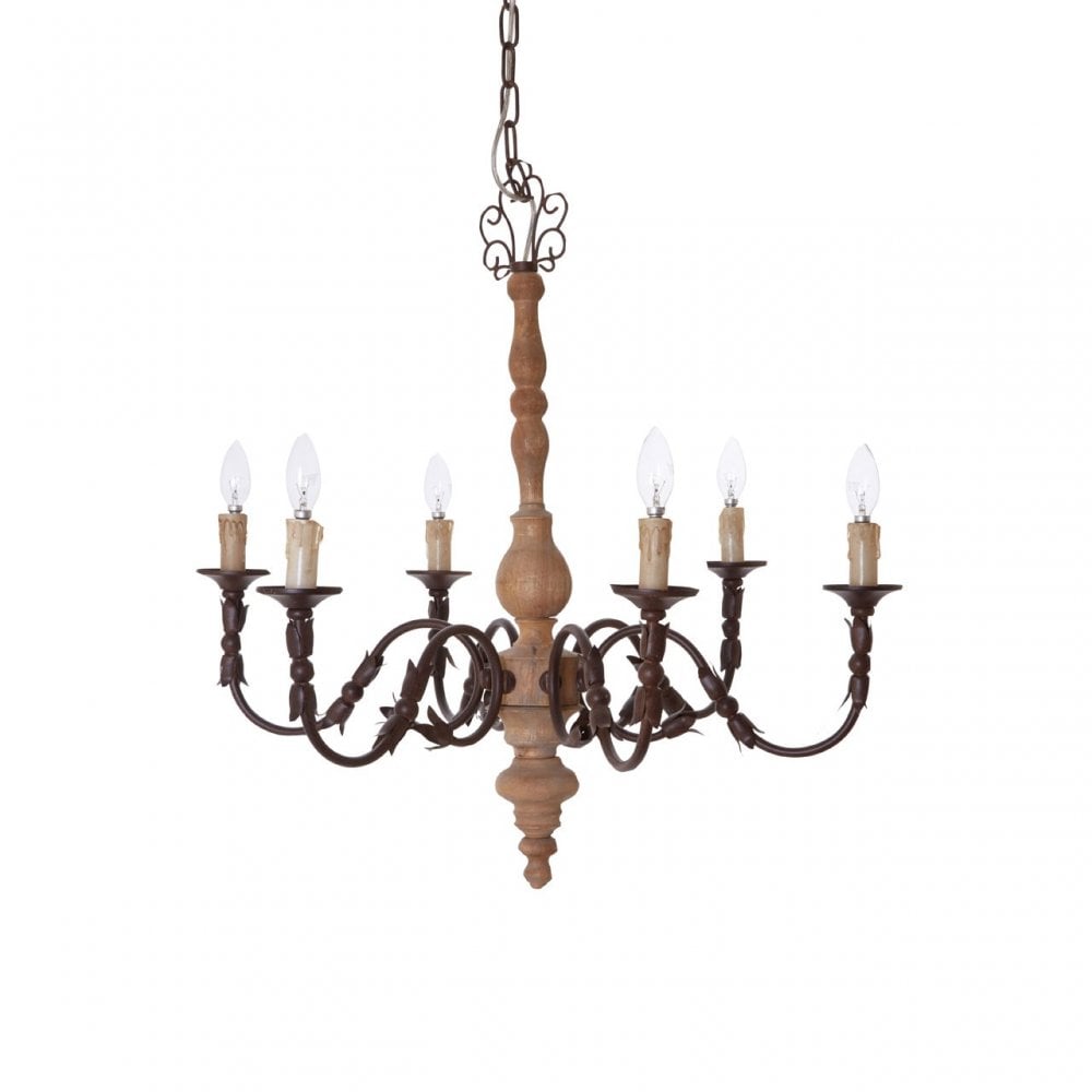 Paulette Chandelier, Wood, Brown