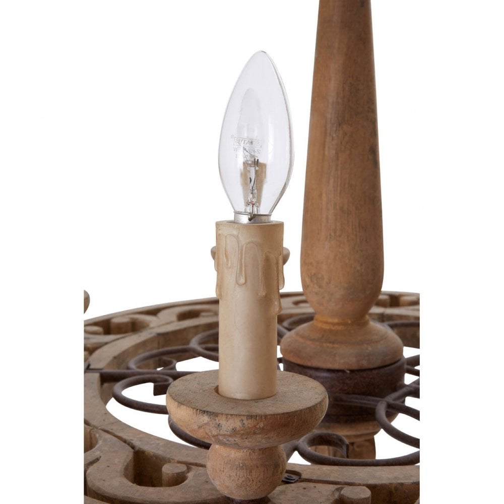 Paxton Chandelier, Wood, Brown