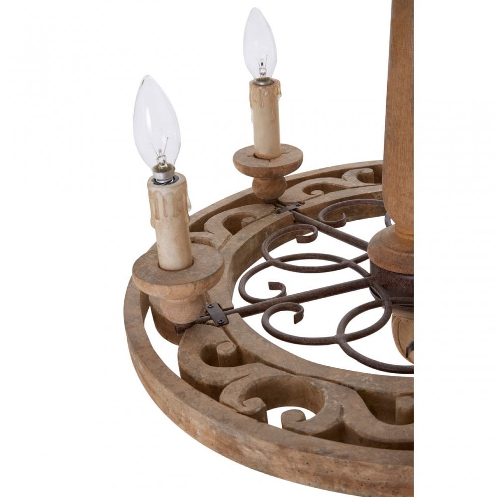 Paxton Chandelier, Wood, Brown