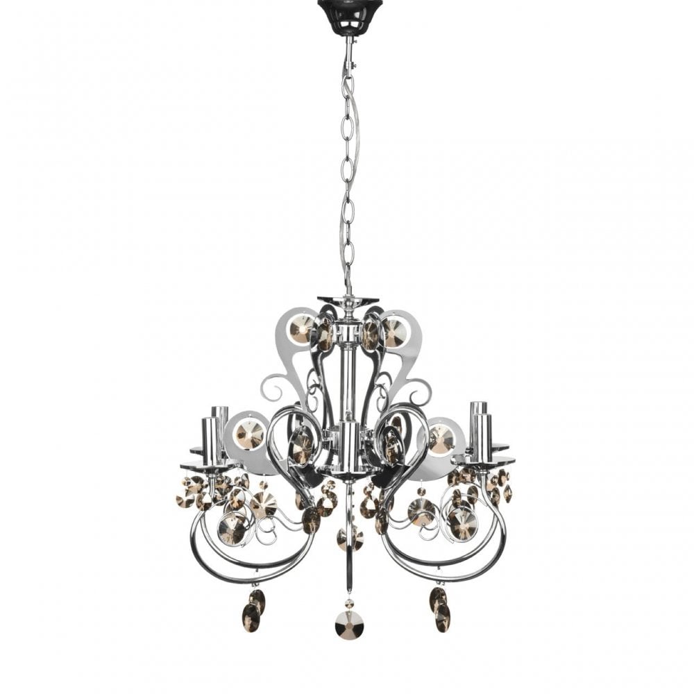 Dana Chandelier, Chrome, Crystal, Silver