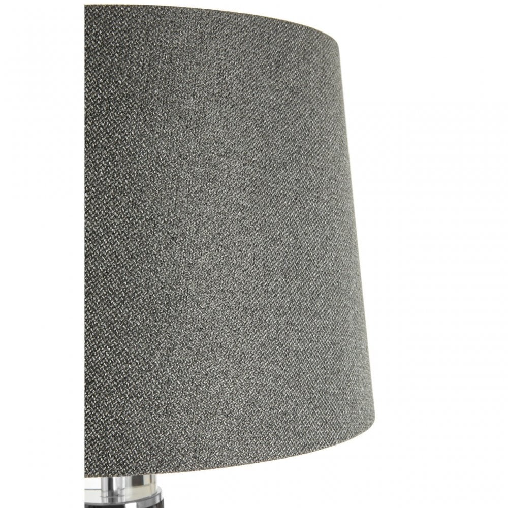 Ulrika Table Lamp with EU Plug, Linen, Wood, Grey