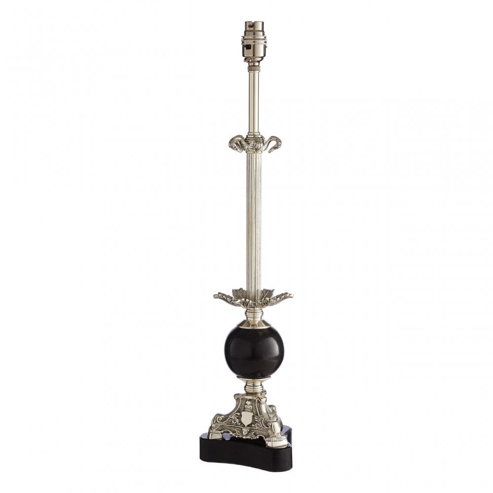 August Table Lamp Base, Marble, Brass, Silver