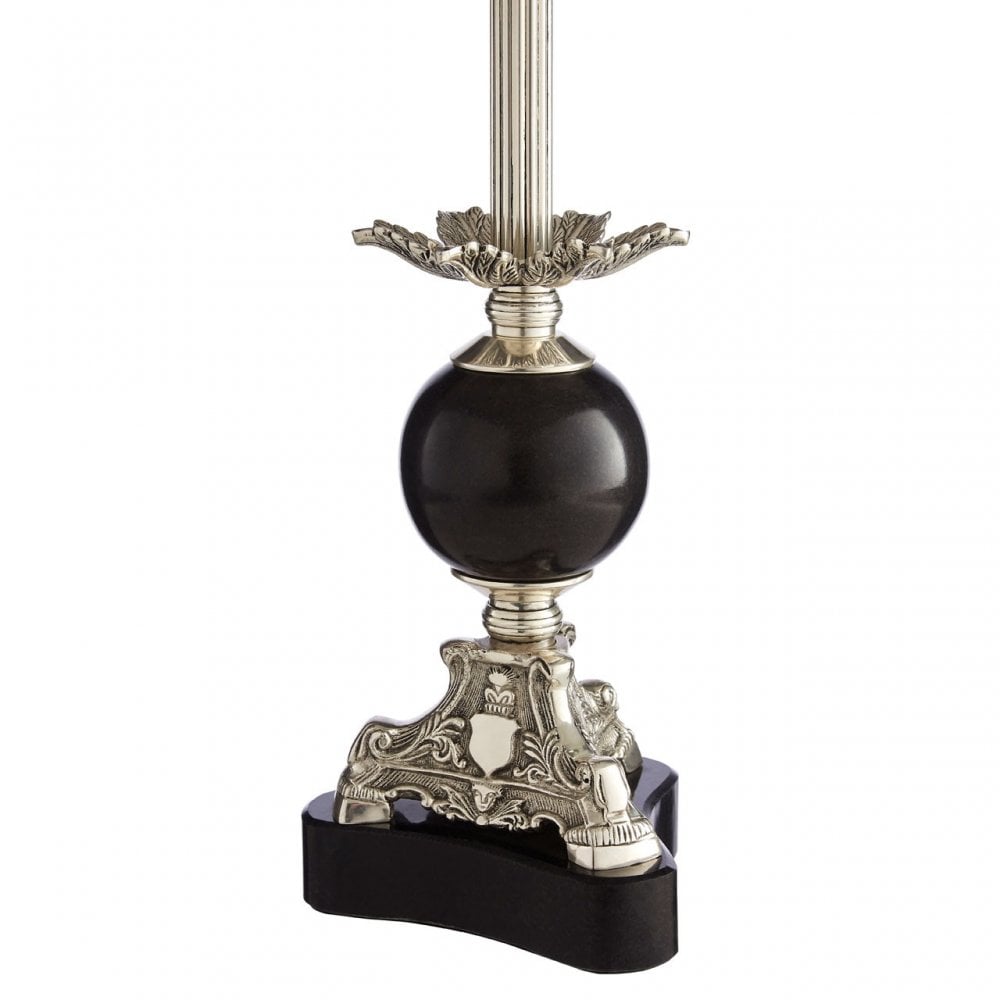 August Table Lamp Base, Marble, Brass, Silver