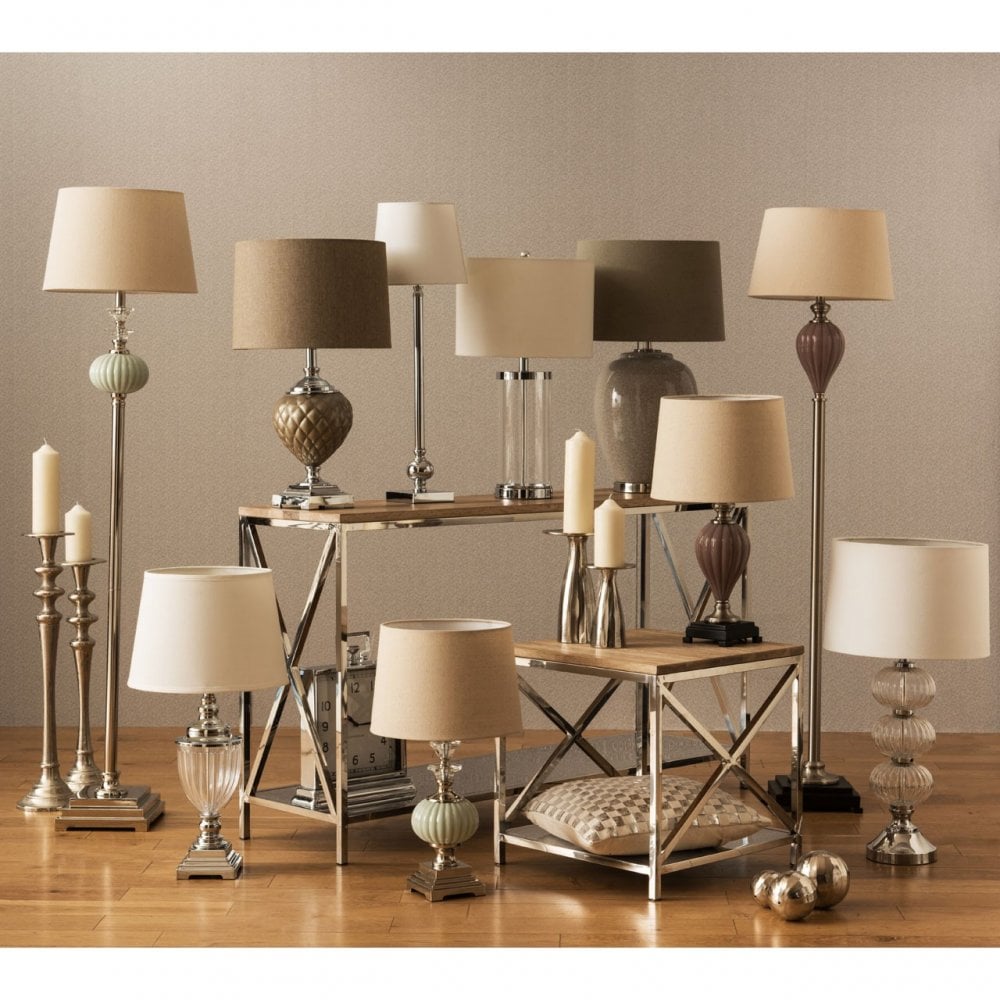 Ulyana Table Lamp, Crystal, Glass, Iron, Linen