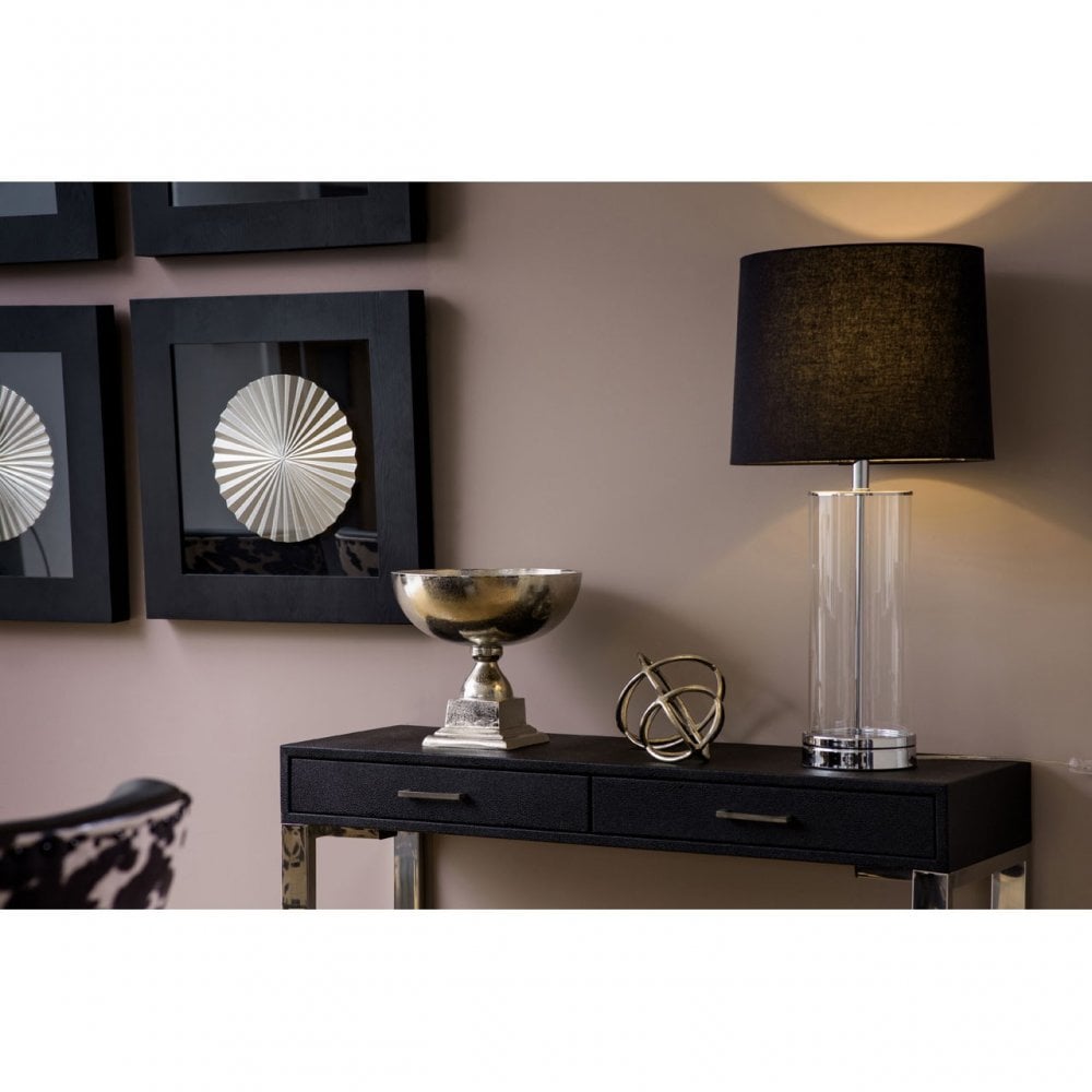 Aysel Table Lamp, Glass, Linen, Silver