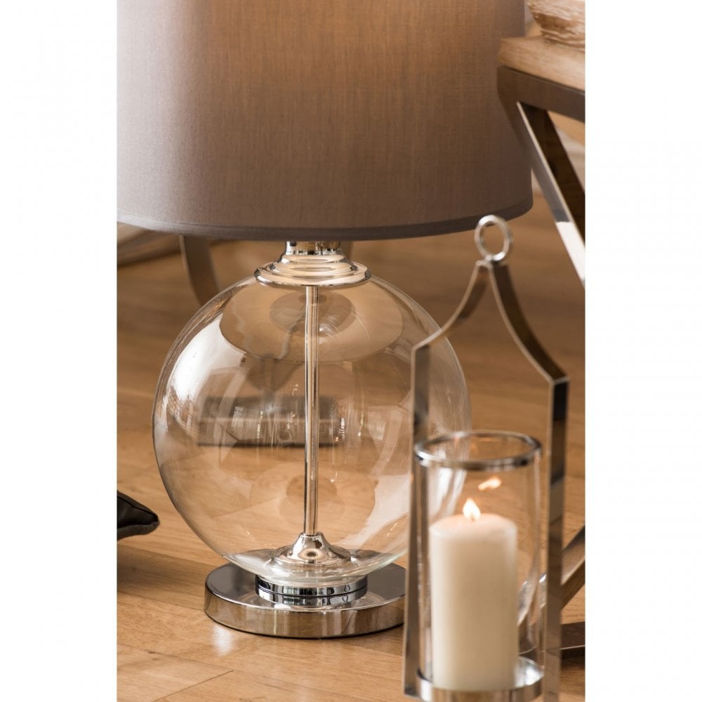 Edna Small Table Lamp, Glass, Silk, Clear