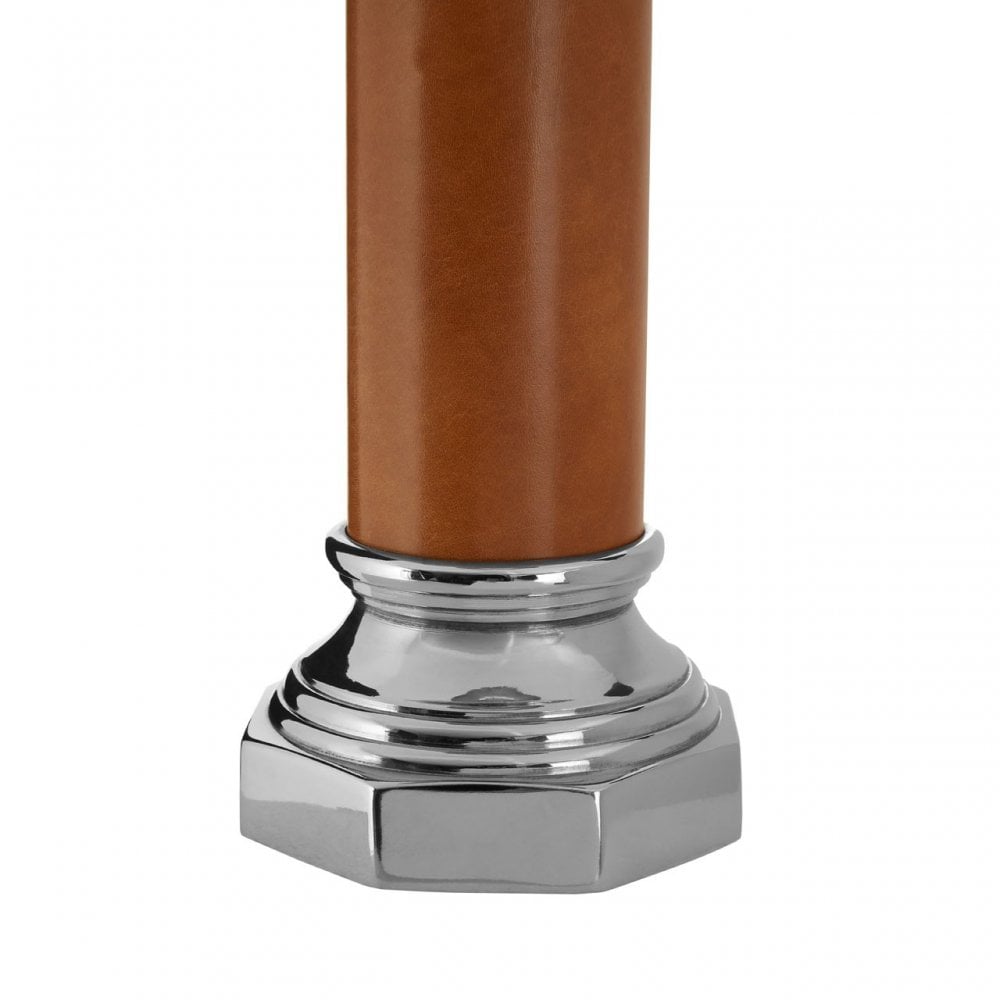 Oxlane Oxlane Churchill Table Lamp, Aluminium, Brass, Leather, Iron, Steel, Brown