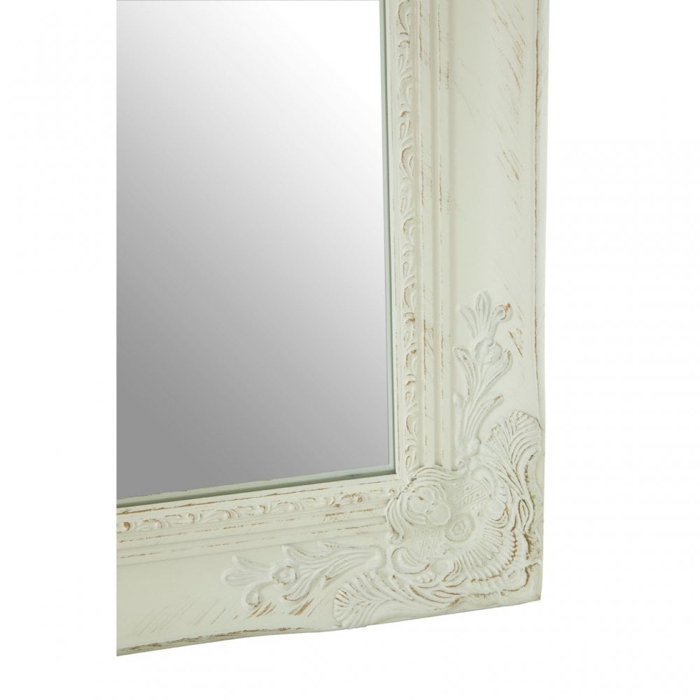 Zelma White/Brushed Gold Finish Wall Mirror, Wood, Mirrored, White