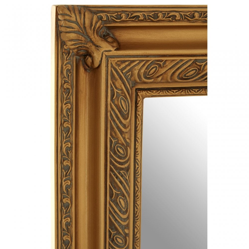 Zelma Gold Finish Wall Mirror, Wood, Mirrored, Gold