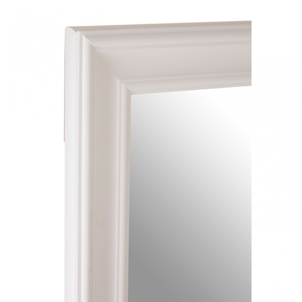 Zelma White Finish Wall Mirror, Wood, Mirrored, White