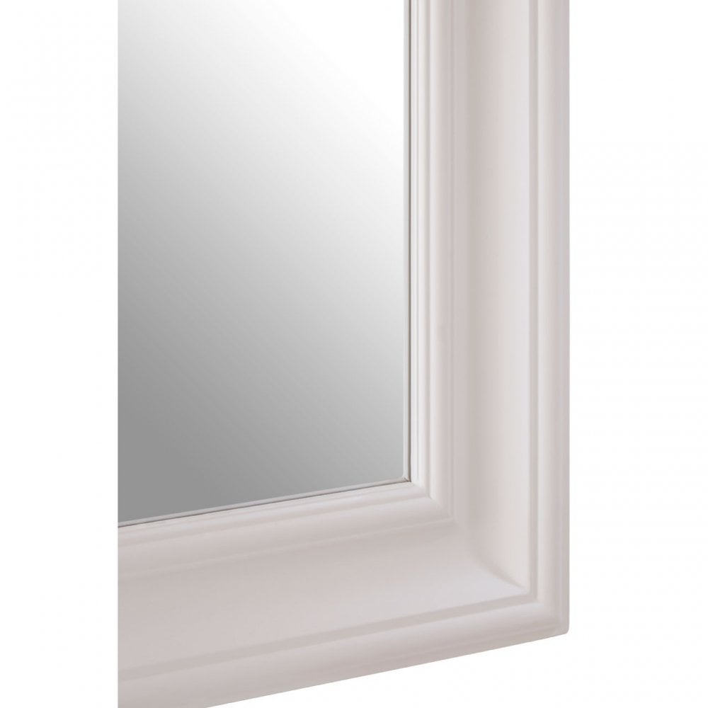 Zelma White Finish Wall Mirror, Wood, Mirrored, White