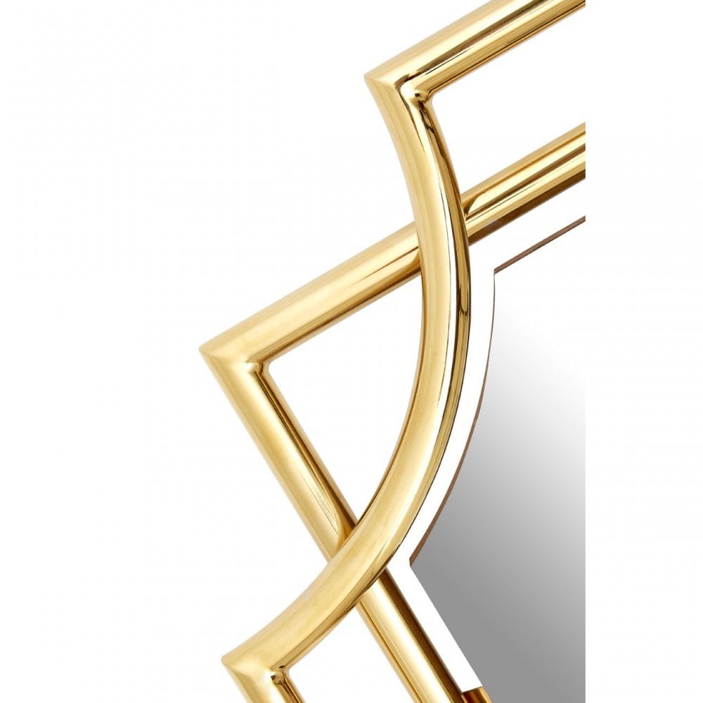 Meissa Overlapped Design Wall Mirror, Mirrored Glass, Gold