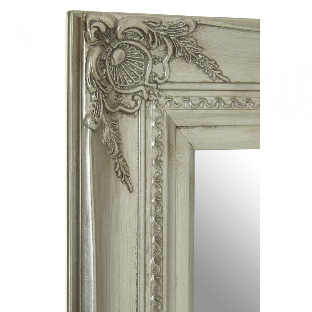 Bourbin Rectangular Silver Wall Mirror, Silver