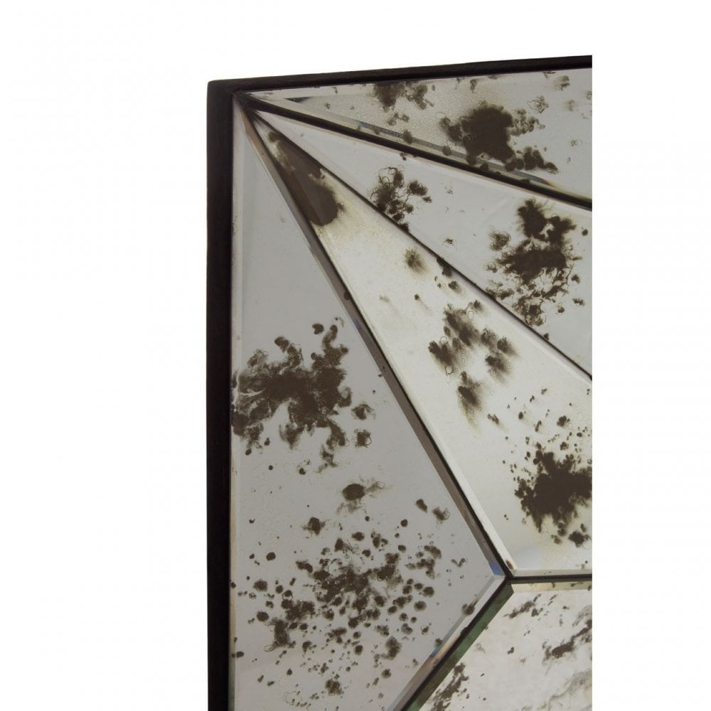 Rizzar 3D Triangular / Speckled Wall Mirror, Glass, Plywood, Black