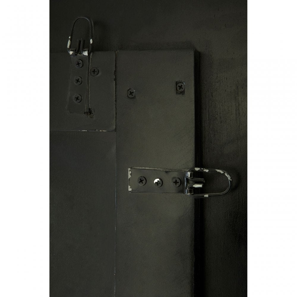 Rizzar Large Panelled Wall Mirror, Glass, Plywood, Black
