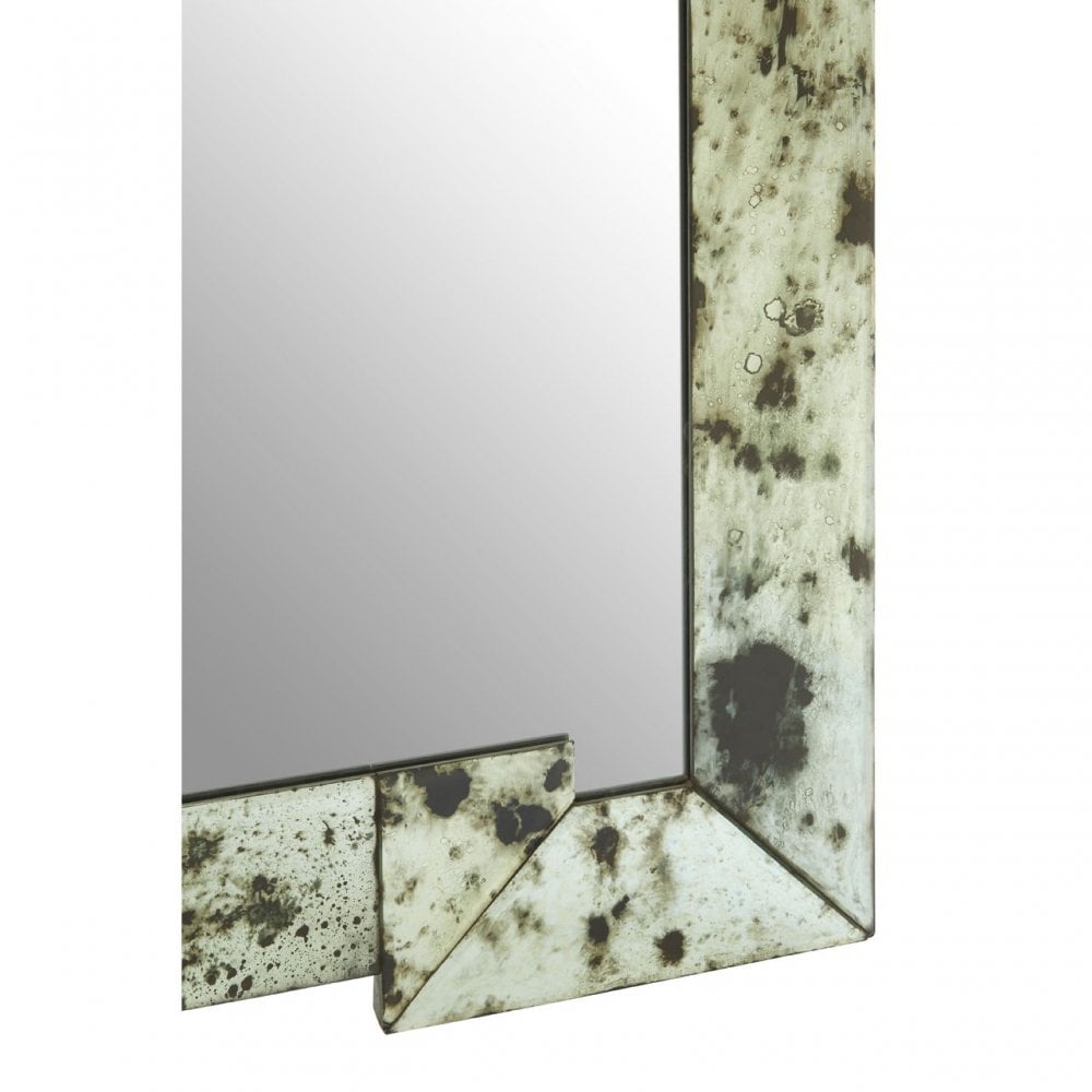 Rizzar Rectangular/Cut Out Frame Wall Mirror, Glass, Plywood, Black