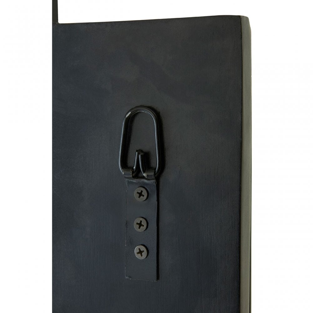 Rizzar Rectangular/Cut Out Frame Wall Mirror, Glass, Plywood, Black