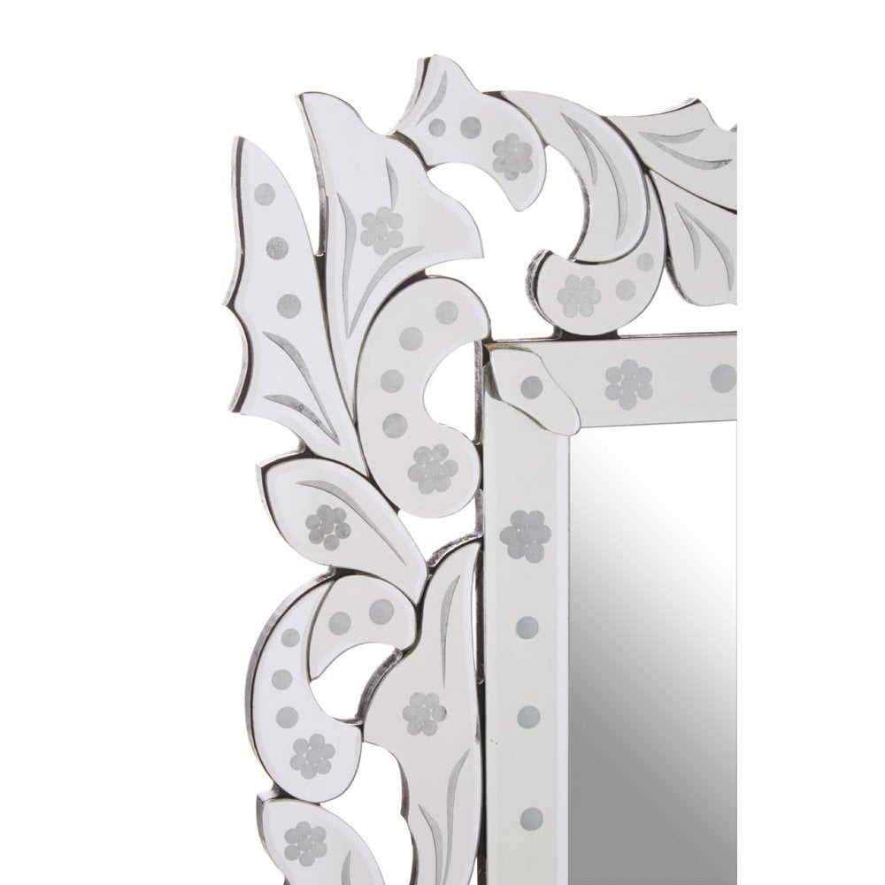 Geonna Wall Mirror, Crystal Mirror, Silver
