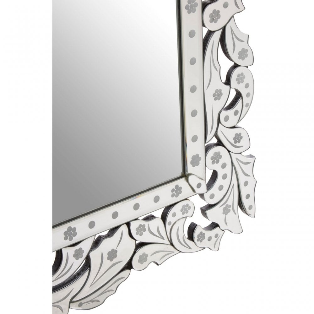 Geonna Wall Mirror, Crystal Mirror, Silver