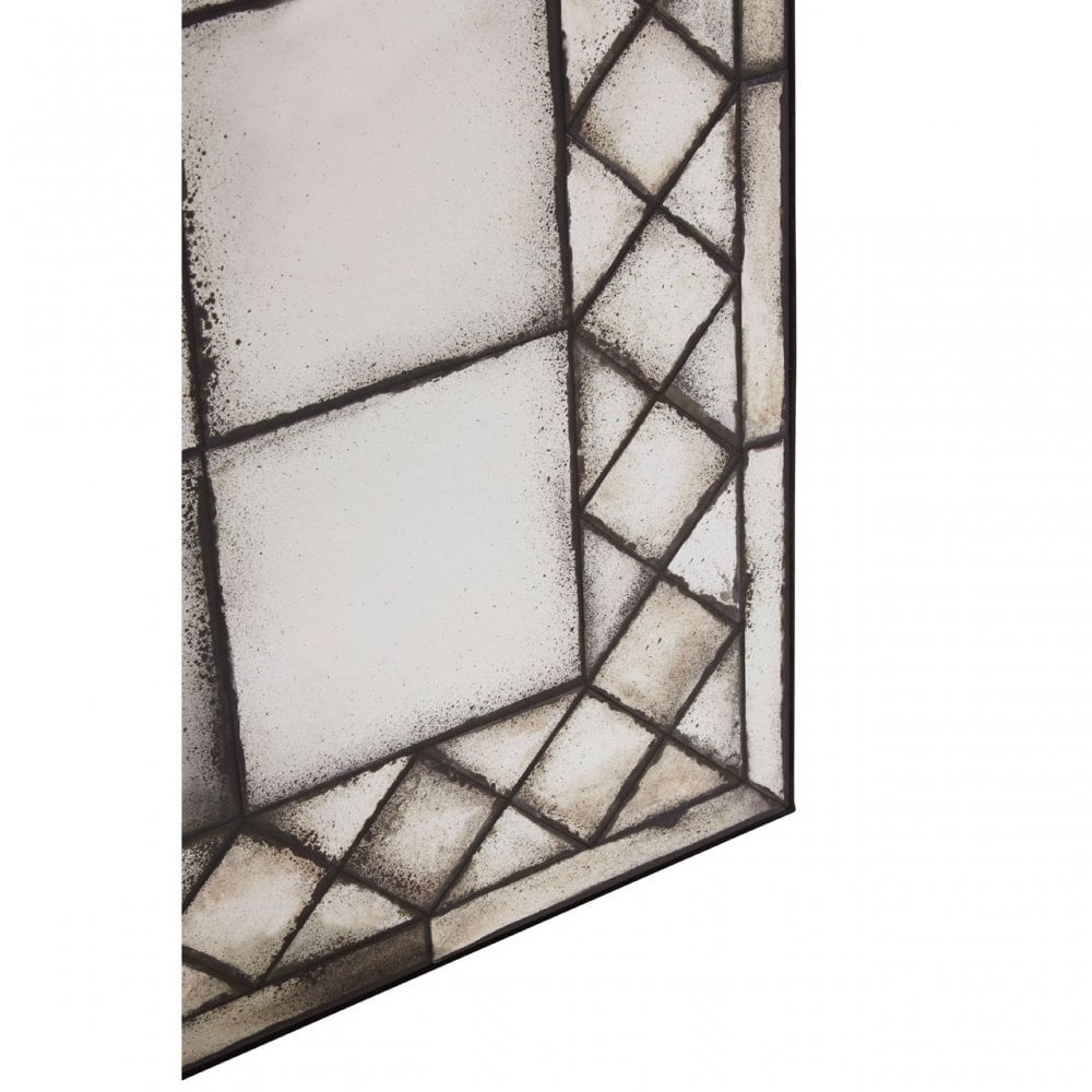 Rizzar Cross Frame Wall Mirror, Glass, Plywood, Black