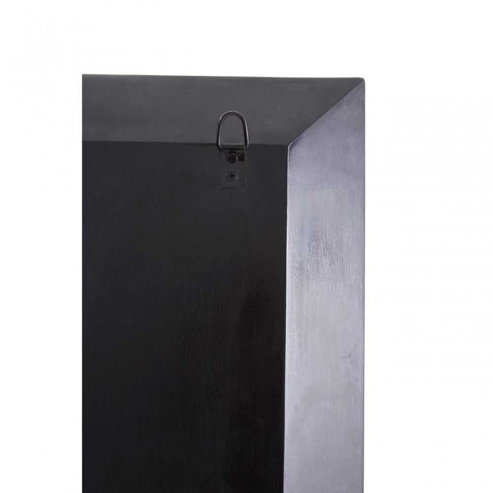 Rizzar Square Wall Mirror, Glass, Plywood, Black