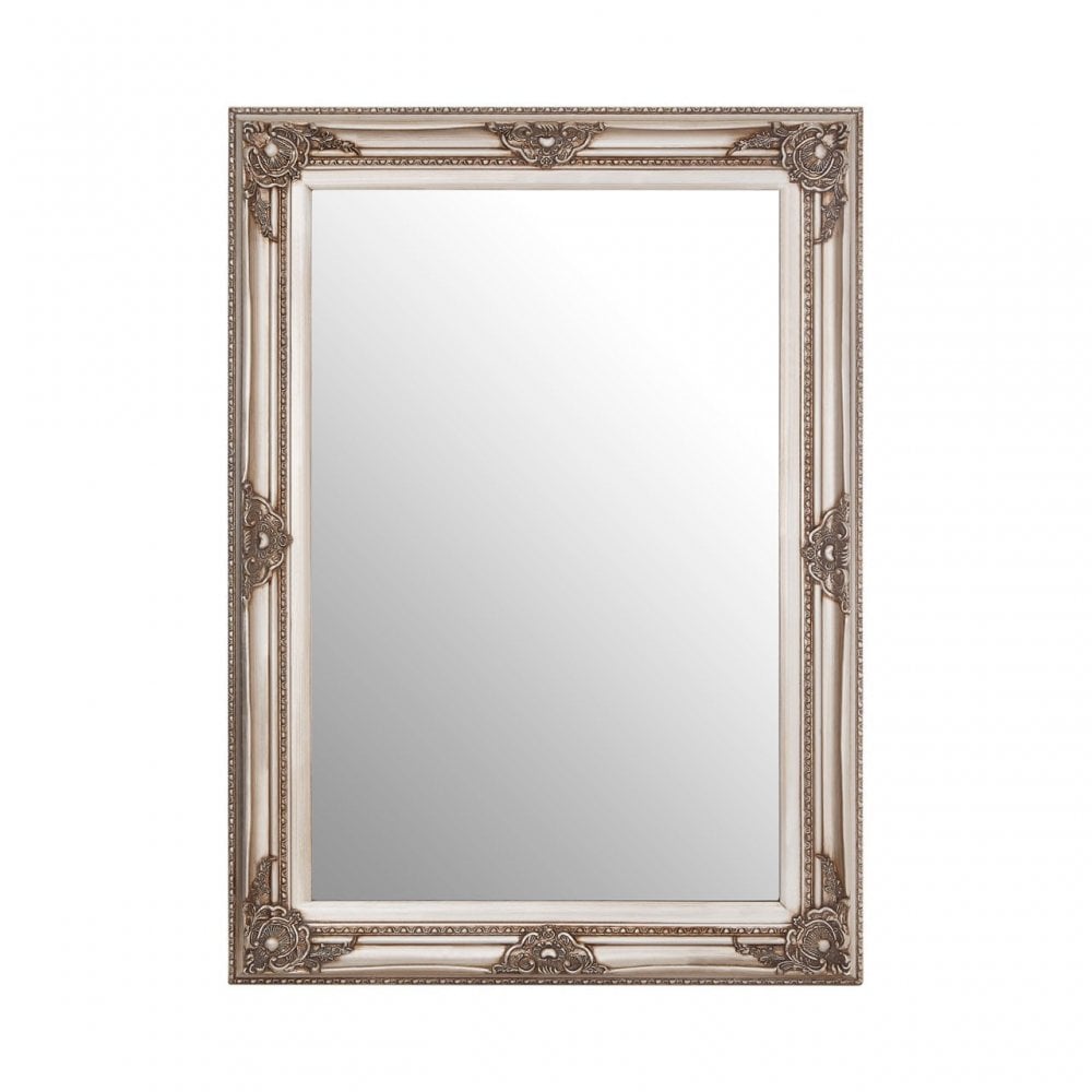 Bourbin Rectangular Grey Wall Mirror, Mirrored Glass, Wood, Grey