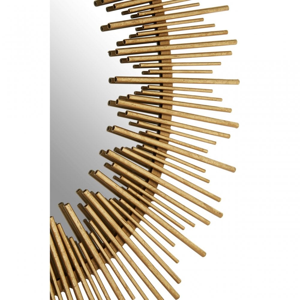 Phalanx Oval Wall Mirror, Iron, Mirrored Glass, Gold