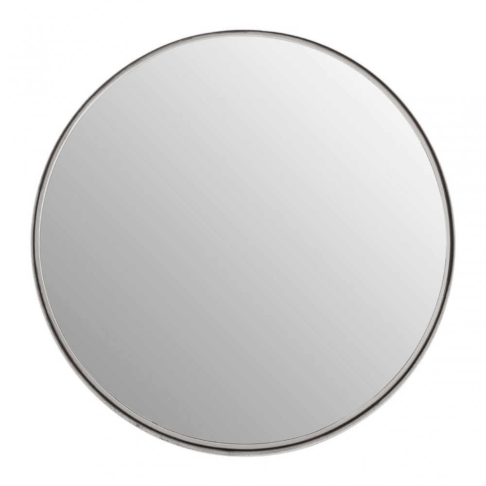 Leonov Large Round Recessed Mirror, Mirrored Glass, Stainless Steel, Silver