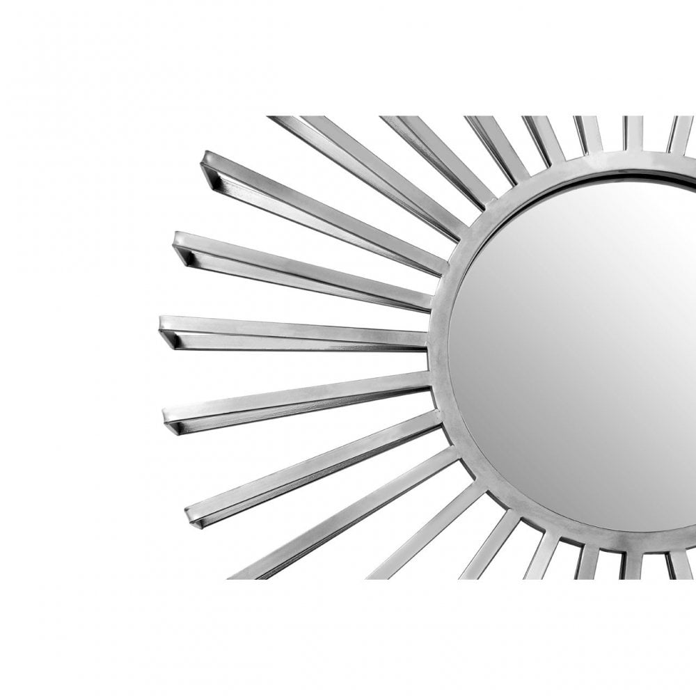 Farran Sun Wall Mirror, Glass, Iron, Silver
