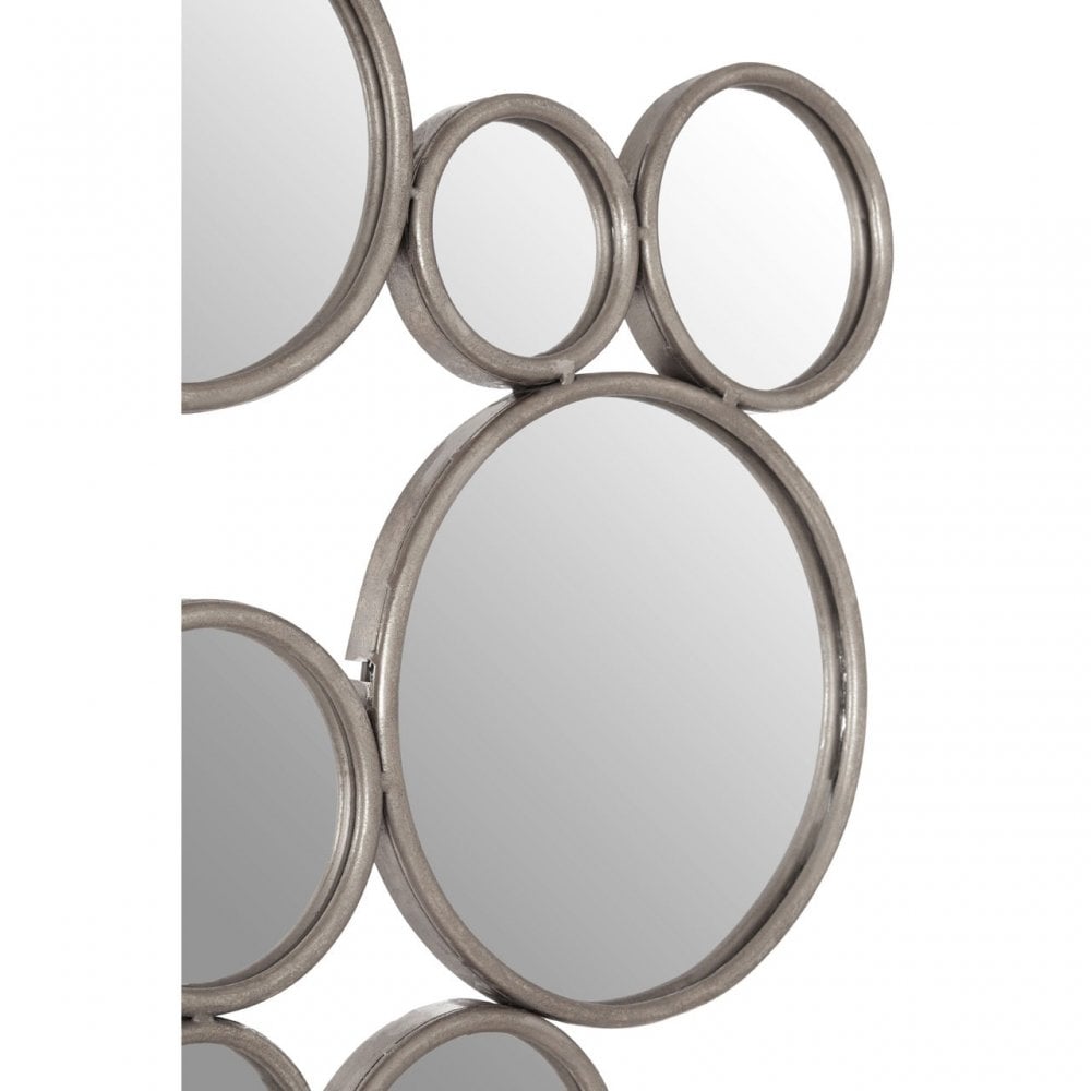 Zodiac Large Silver Multi Circle Wall Mirror, Mirrored Glass, Silver