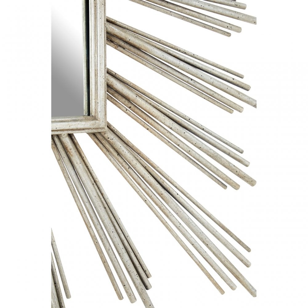 Zodiac Sunburst Design Wall Mirror, Mirrored Glass, Silver