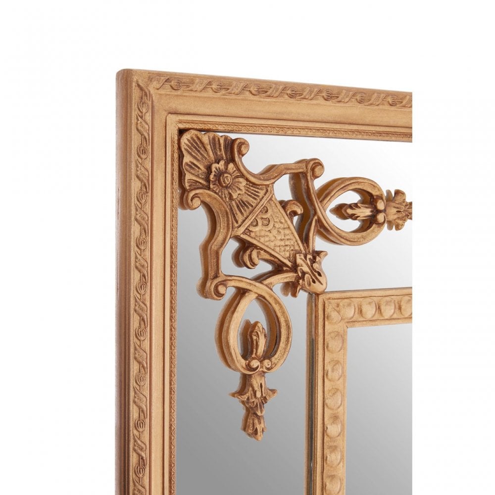 LaMon LaMon Marseille Gold Motifs Frame Wall Mirror, Fibreglass, Mirrored Glass, Gold
