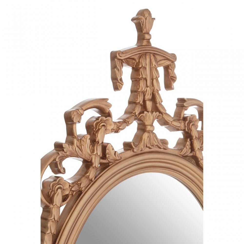 Gold Finish Oval Acanthus Leaf Wall Mirror, Mirrored Glass, Gold