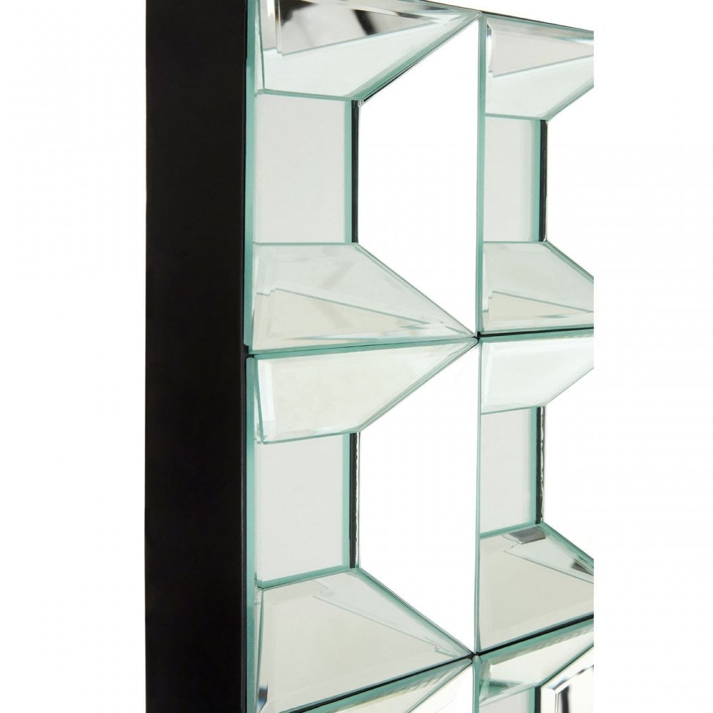 Multi Glass Bevelled Wall Mirror, Wood, Mirrored Glass, Clear