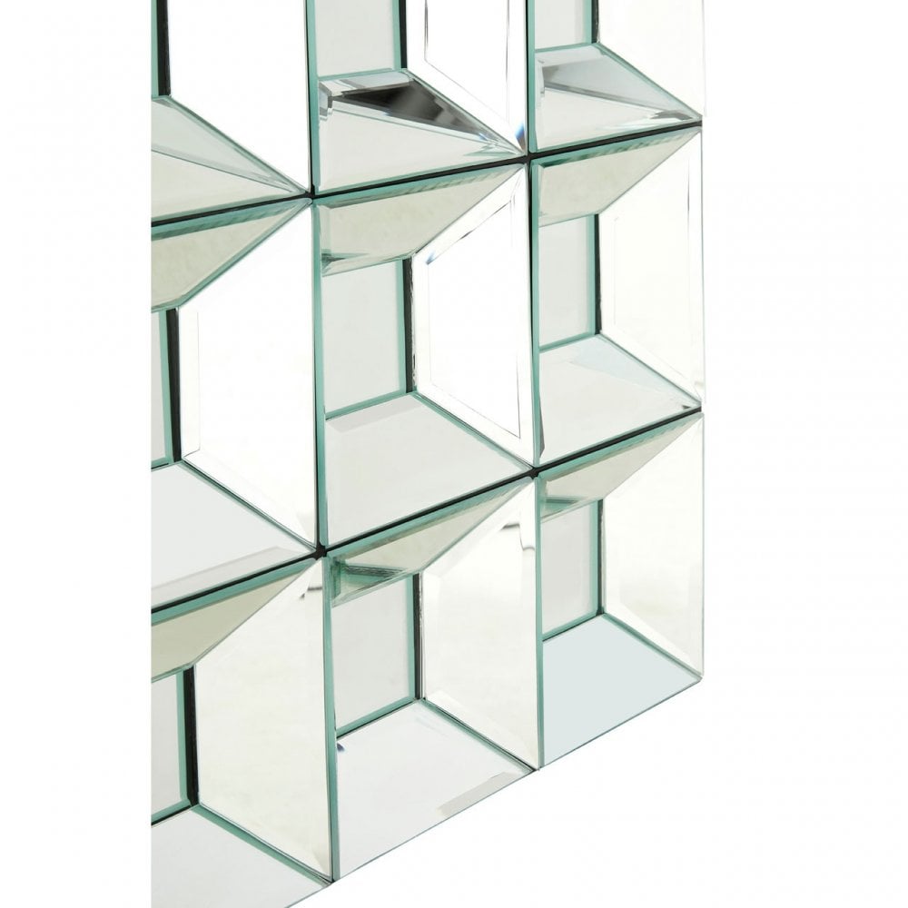 Multi Glass Bevelled Wall Mirror, Wood, Mirrored Glass, Clear