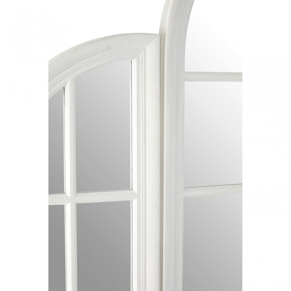 Flat Wood White Finish Mirror, Mirrored Glass, Wood, White