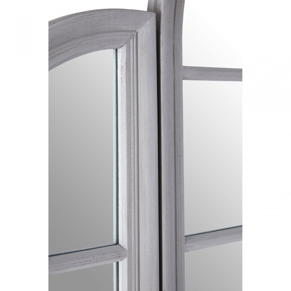 Flat Wood Grey Finish Mirror, Mirrored Glass, Wood, Grey