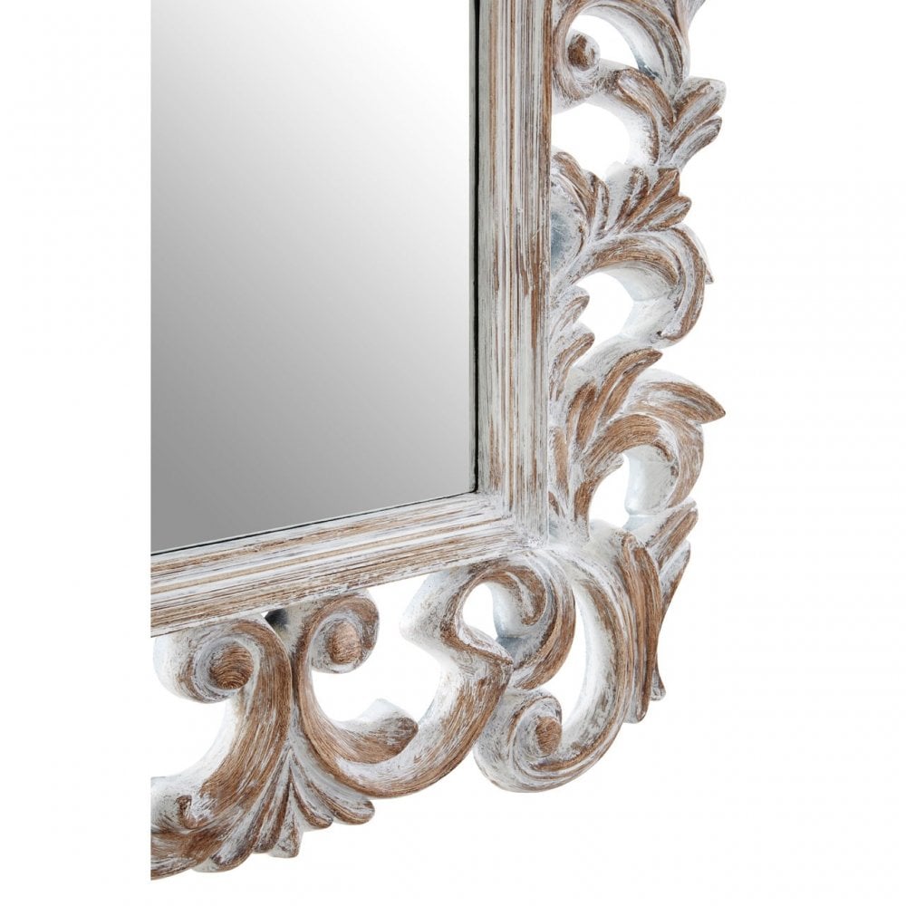 Antique Grey Fleur-De-Lis Wall Mirror, Mirrored Glass, Grey