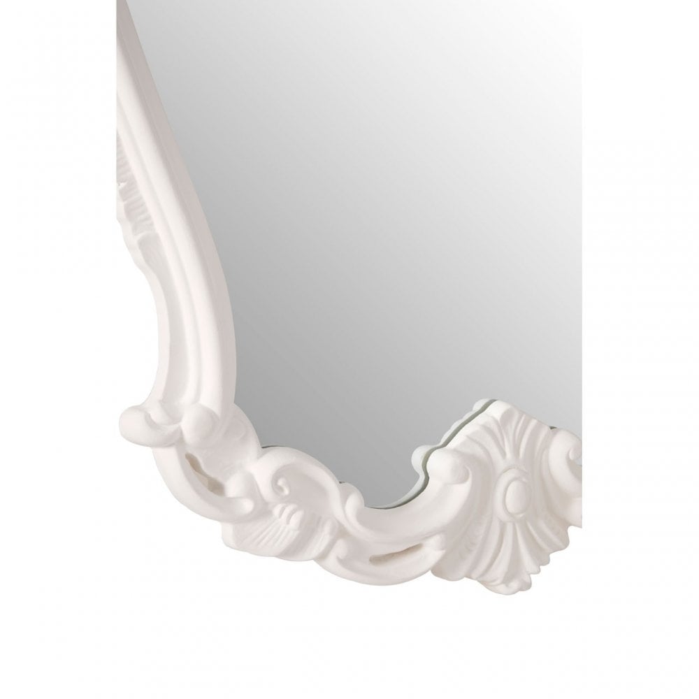 Antique White Rose Crest Wall Mirror, Mirrored Glass, White