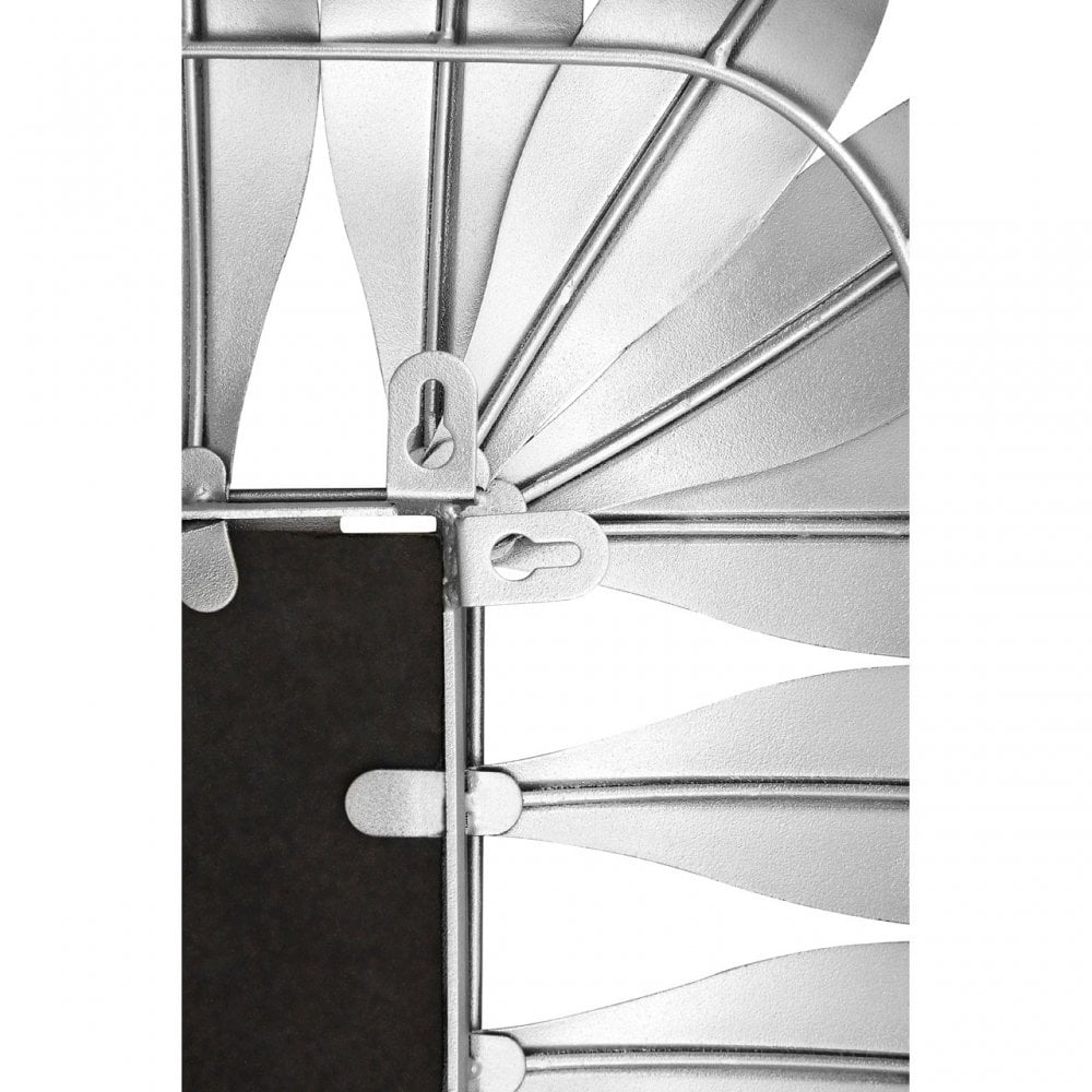 Merlin Silver Leaf Frame Wall Mirror, Iron, Mirrored Glass, Silver