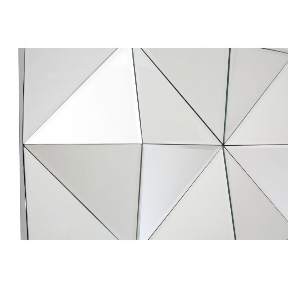 Geometric Wall Mirror, Wood, Mirrored Glass, Silver