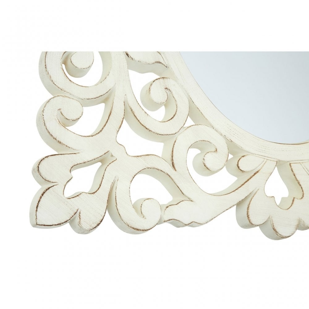 Stansie Wall Mirror, Mirrored Glass, White